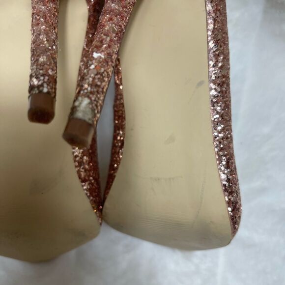 Just Fab Lousana Rose gold glitter slip on heels pointed toe size 9.5 - Picture 7 of 11